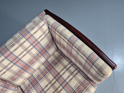 Vintage Danish 2 Seat Sofa Tartan Cotton Wood Frame Stouby 1980s MCM EB8598 M2SS - UKDK FURNITURE