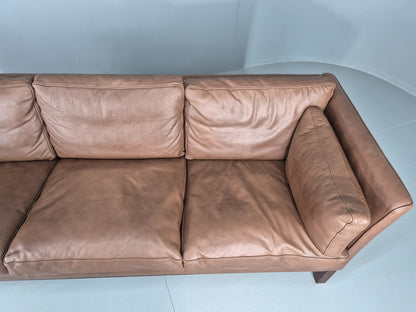 Vintage Danish 3 Seater Sofa Danish Brown Leather 1970s Retro MCM  EB10486 M3SS7