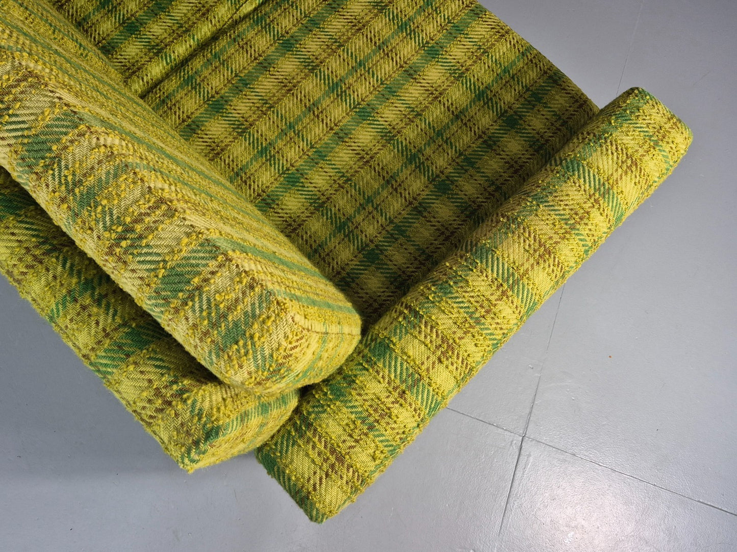 1970s Three Seater Sofa Vintage Danish Green Tones Wool Retro MCM  EB11350 M3SS14