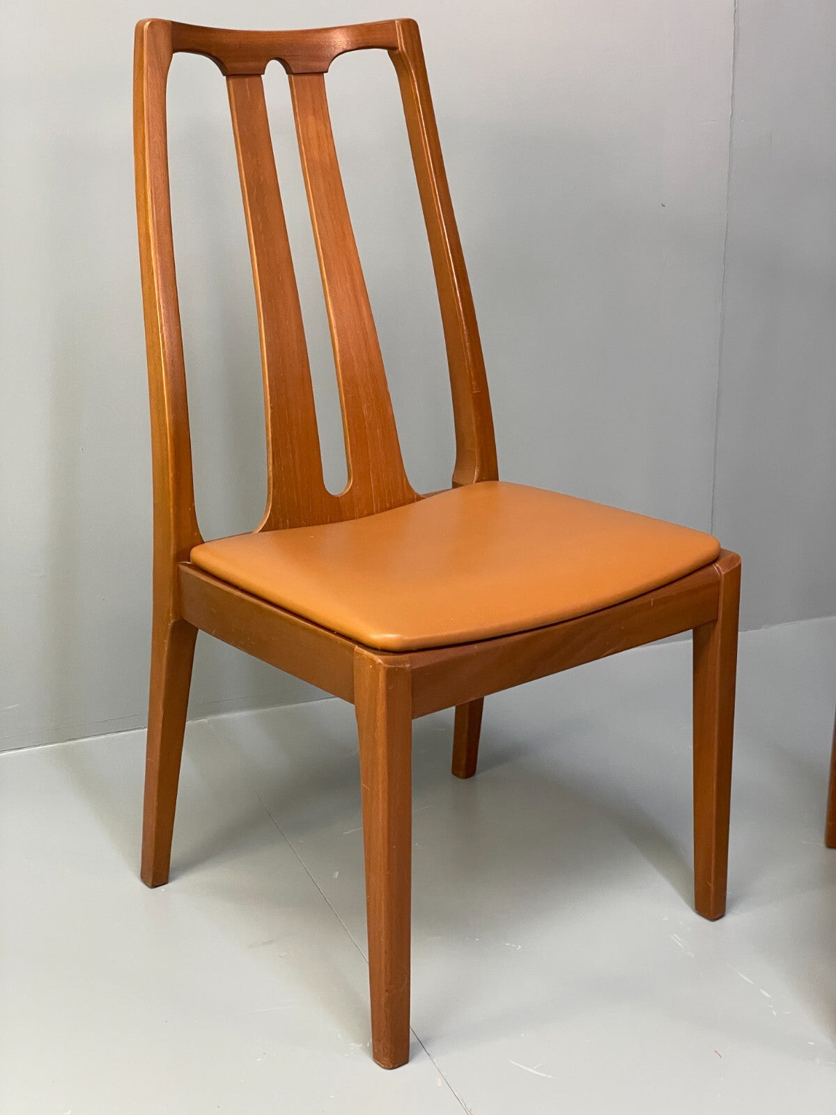 Vintage Nathan Tan Dining Chairs Set Of 4 Vinyl Mahogany 1970s EB9727 MDIN - UKDK FURNITURE