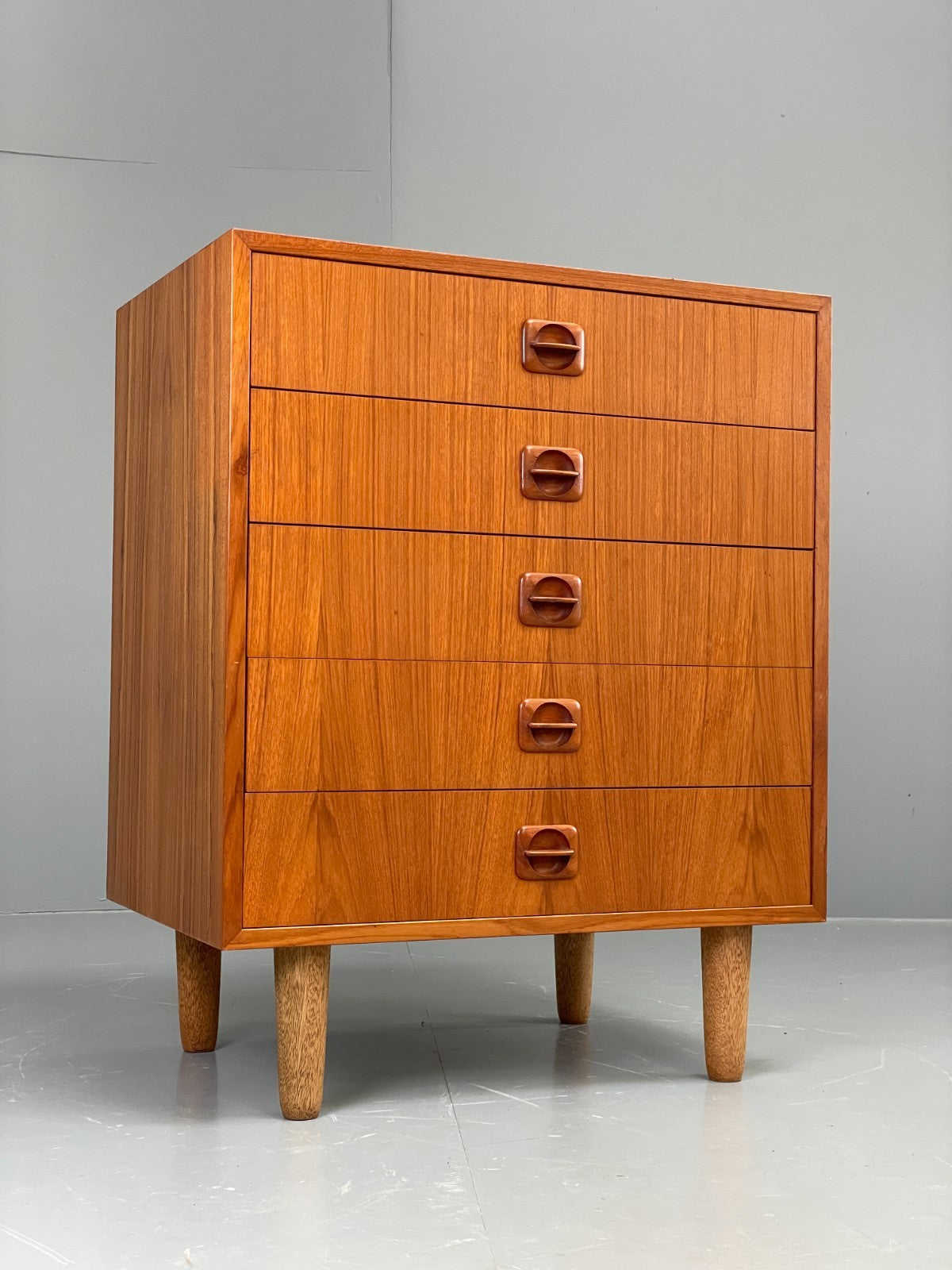 Vintage Chest Of Drawers 1970s Teak Danish Retro Round Handles EB11858 MWOO10