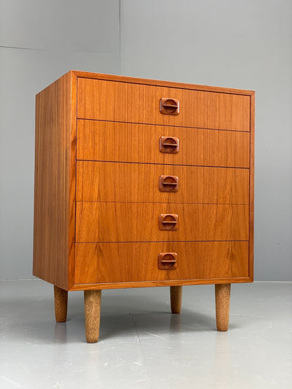 Vintage Chest Of Drawers 1970s Teak Danish Retro Round Handles EB11858 MWOO10