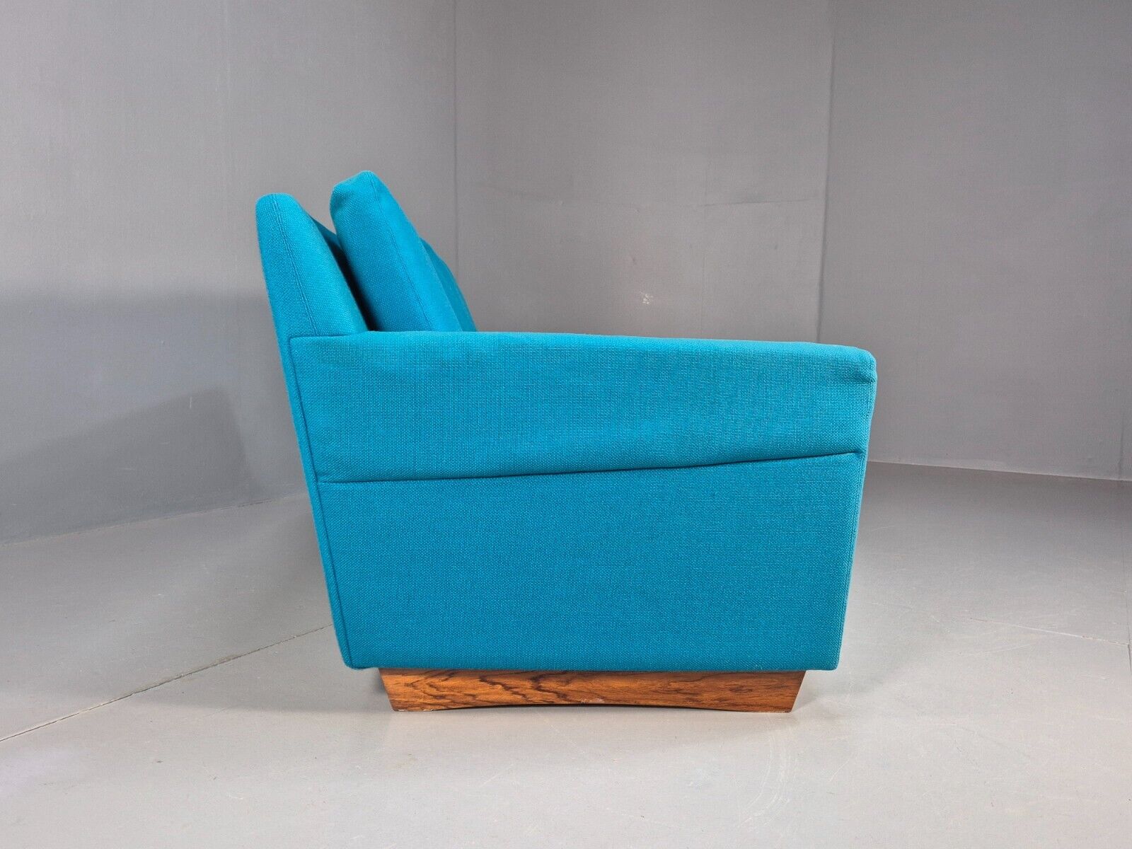 Vintage Danish 2 Seat Sofa Blue Wool Sled Base 1960s MCM Retro EB1372 M2SS - UKDK FURNITURE