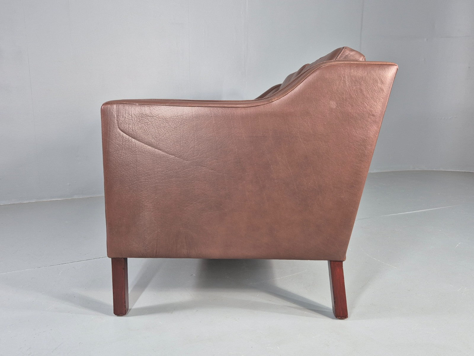 Vintage 2 Seater Sofa Danish Brown Leather Mid Century Retro 1970s EB9304 M2SS18
