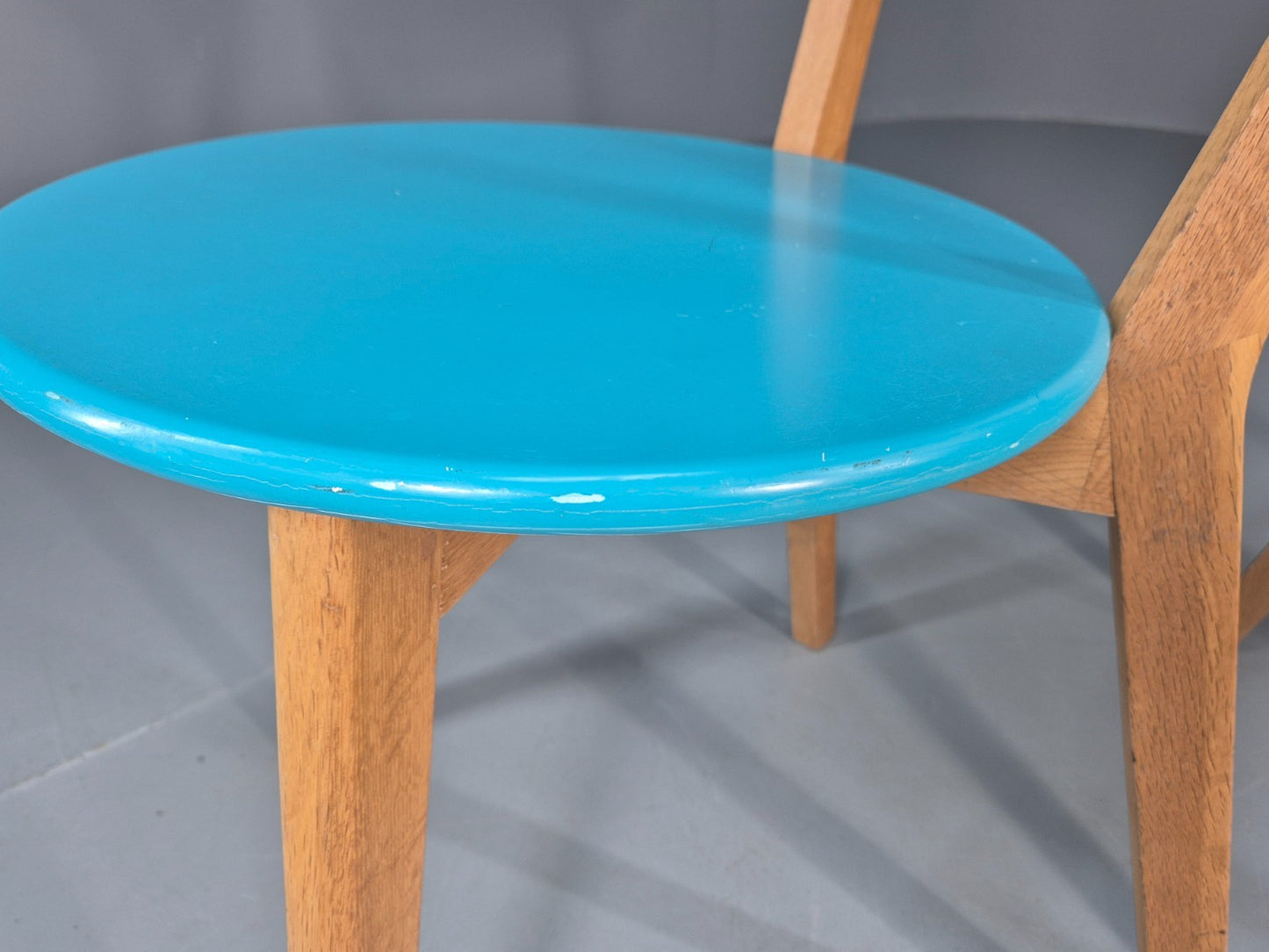 2 Oak Dining Chairs Light Blue Modern Solid Mid Century Style M&S EB11013 MDIN6