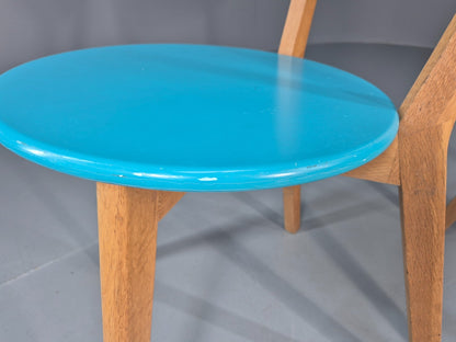 2 Oak Dining Chairs Light Blue Modern Solid Mid Century Style M&S EB11013 MDIN6