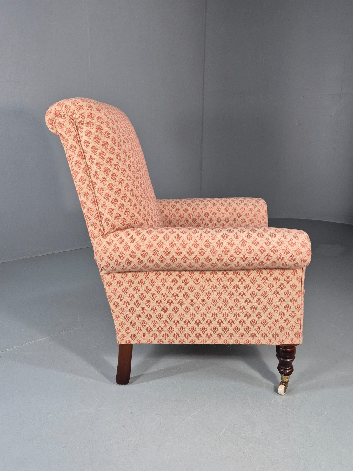 Antique Lounge Chair Edwardian Howard and Sons Style Rolled Back EB11218 VCLO9