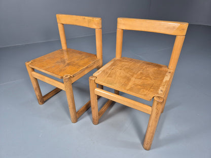 2 Vintage Danish Children Chairs Bech Wood 1960s Retro EB9672 MSTA - UKDK FURNITURE