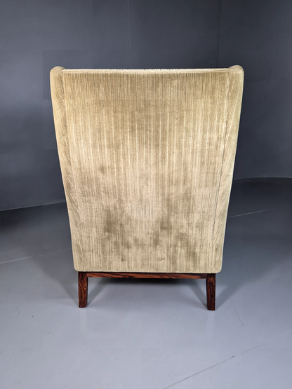 Vintage Swedish Wingback Chair Green Rosewood Bender Ikea 1960s MCM EB6997 MNOR11