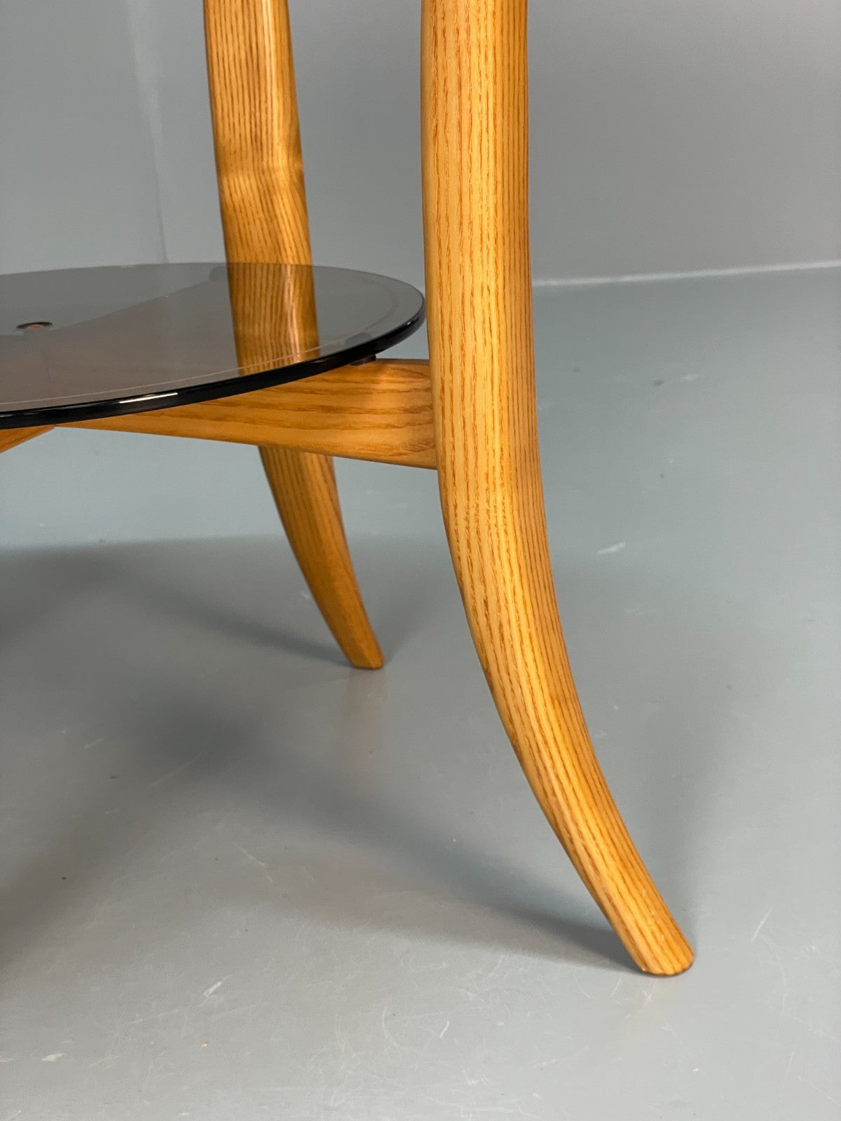 Vintage Ercol Side Table - Solid Blonde Elm Glass Magazine Rack EB10978 MWOO4