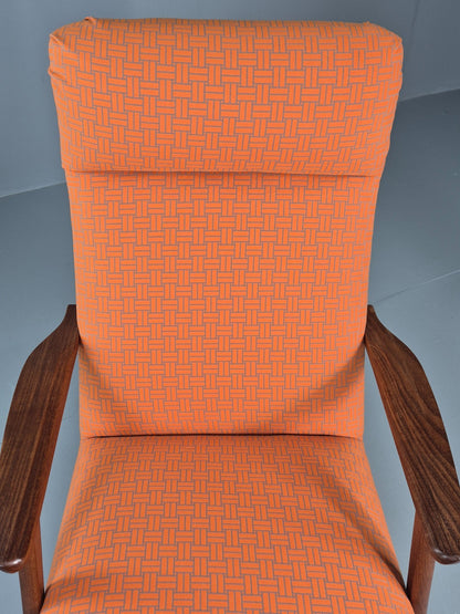 Vintage Danish Lounge Chair Teak Frame Mid Century New Upholstery EB8210 MNOR19