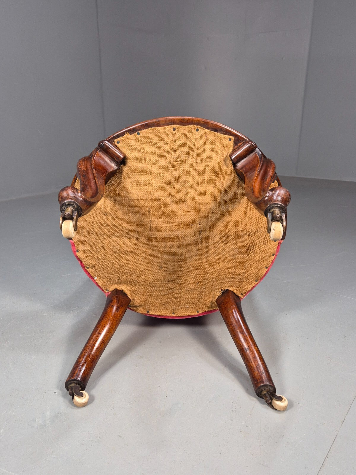 Vintage Lounge Chair Pink Velour Spoonback Nursing Parlour Victorian EB8438 VCLO - UKDK FURNITURE
