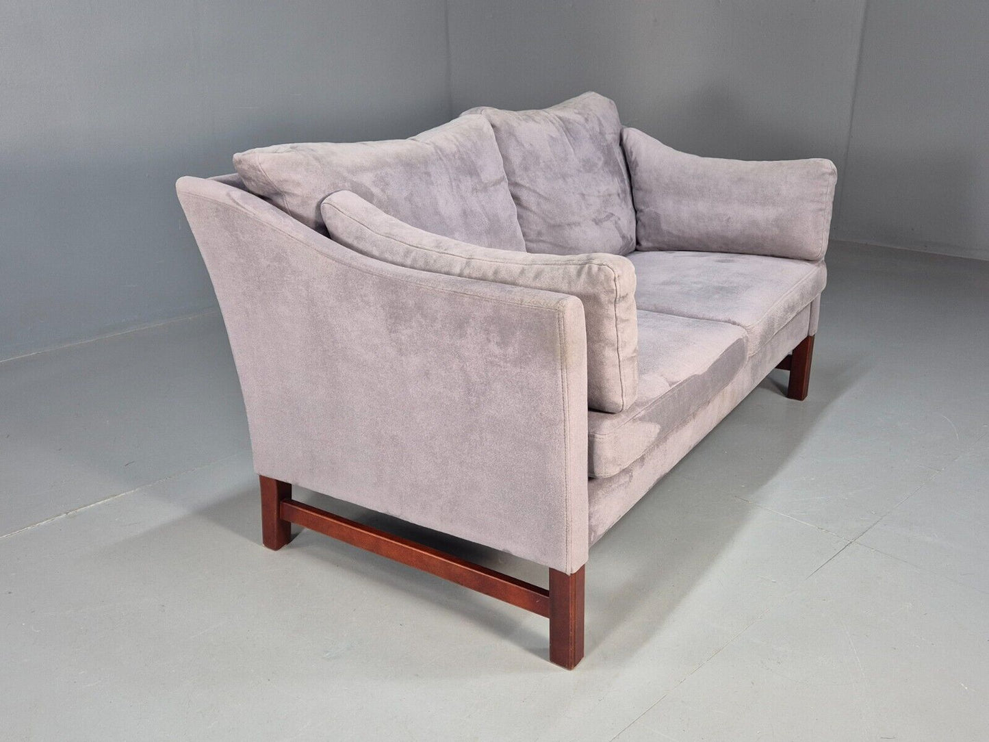 Vintage Danish 2 Seat Sofa Lilac Faux Suede 1980s Retro MCM EB3236 M2SS - UKDK FURNITURE