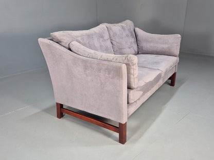 Vintage Danish 2 Seat Sofa Lilac Faux Suede 1980s Retro MCM EB3236 M2SS - UKDK FURNITURE
