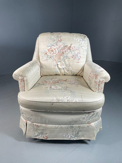 Vintage Danish Lounge Chair Floral Print Cotton 1970s Retro EB6605 VCLO - UKDK FURNITURE