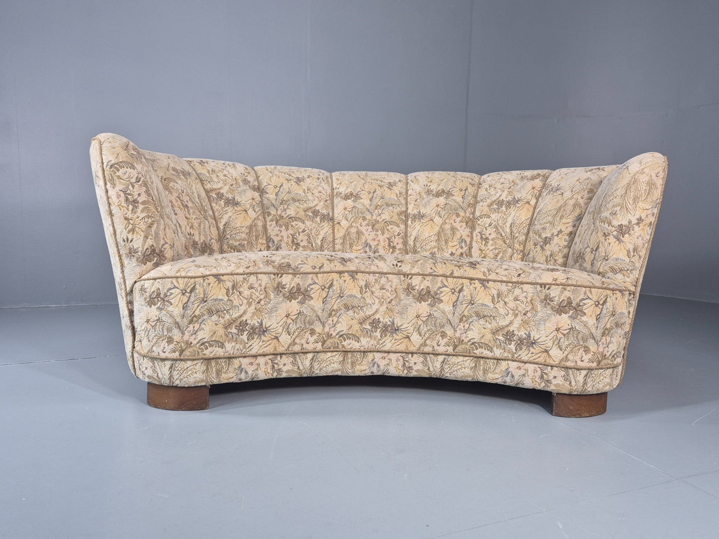 Vintage Banana Sofa 1930s Danish Art Deco Floral Cotton Retro EB10794 V2SS2