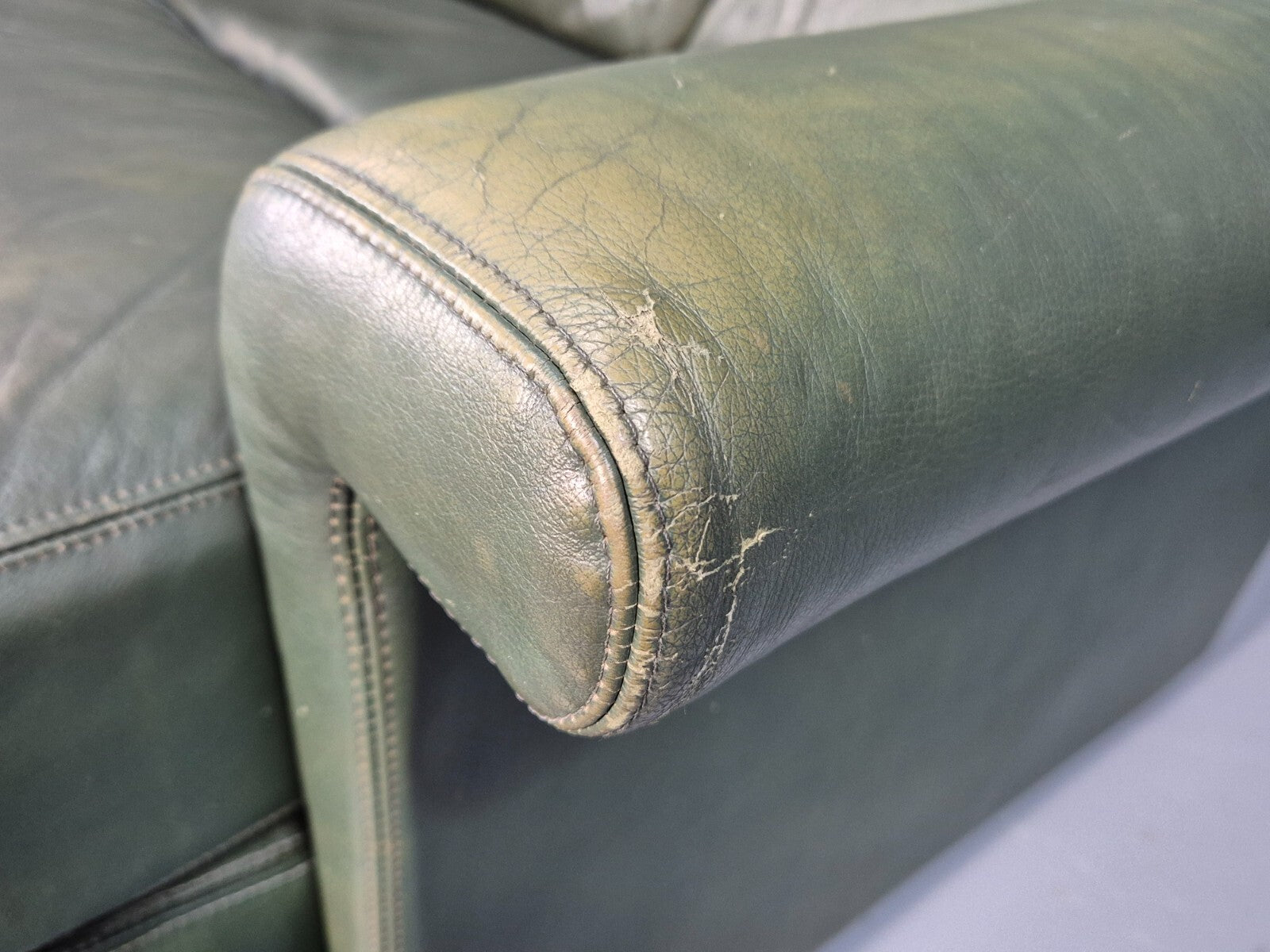 2 Vintage 1970s Green Leather Lounge Chairs Harrods Originally Retro EB9165 MNOR - UKDK FURNITURE