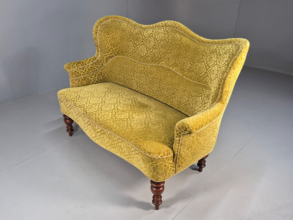 Antique 2 Seater Sofa Camel Back Gold Embossed Velour Danish Design EB9580 V2SS - UKDK FURNITURE