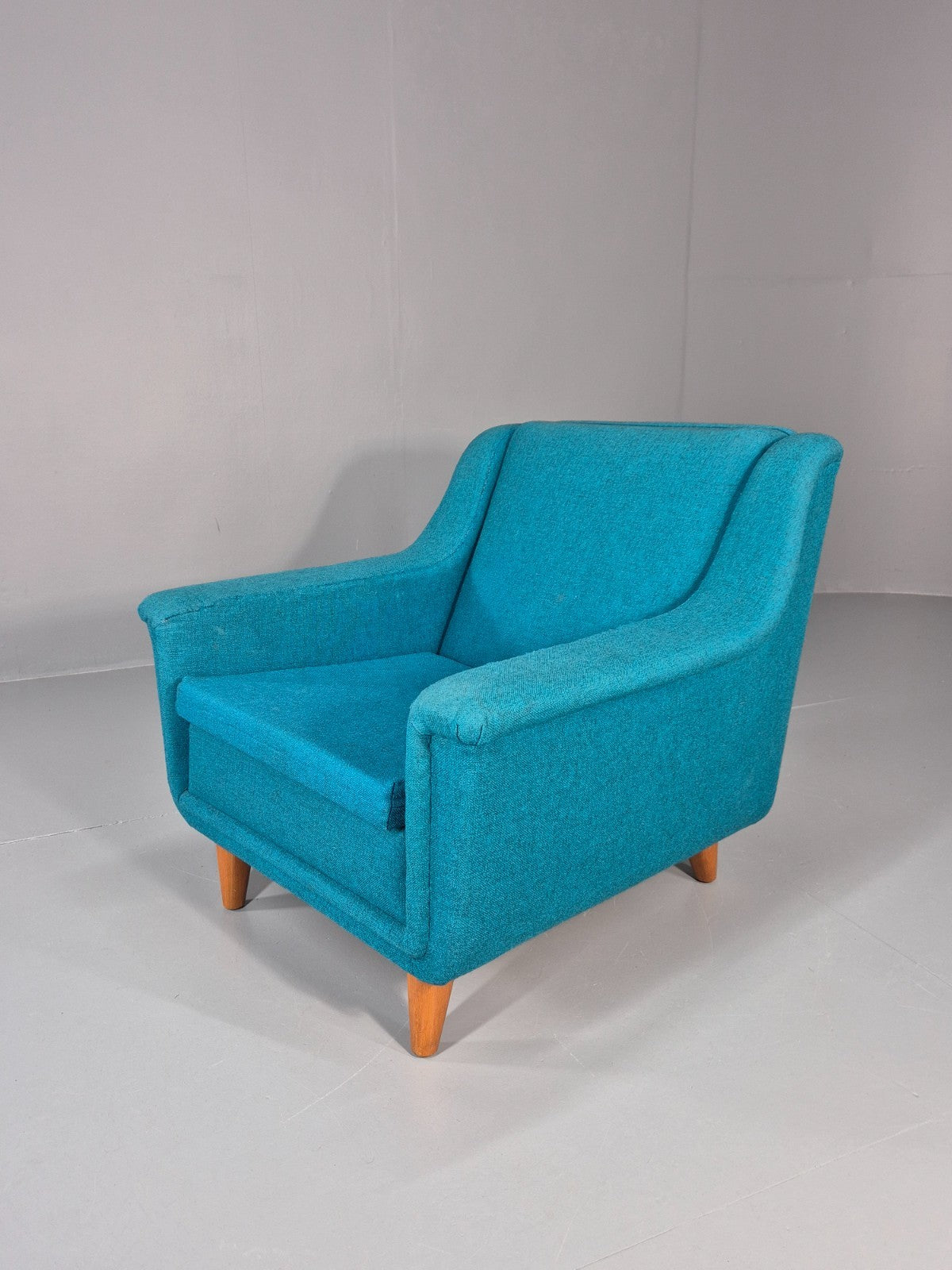 Vintage Swedish Lounge Chair 1960s Retro Dux Mid Century Blue Wool  EB11104 MNOR0