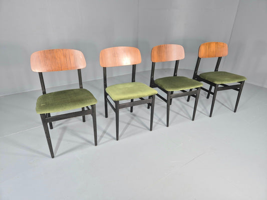 4 Vintage Mid Century Dining Chairs 1960s Retro Beech and Teak EB11884 MDIN0
