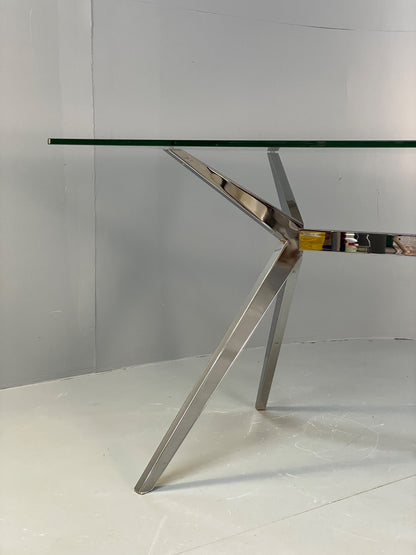Glass & Chrome Dining Table By Calligaris Modern Minimal Design EB10357 MWOO7