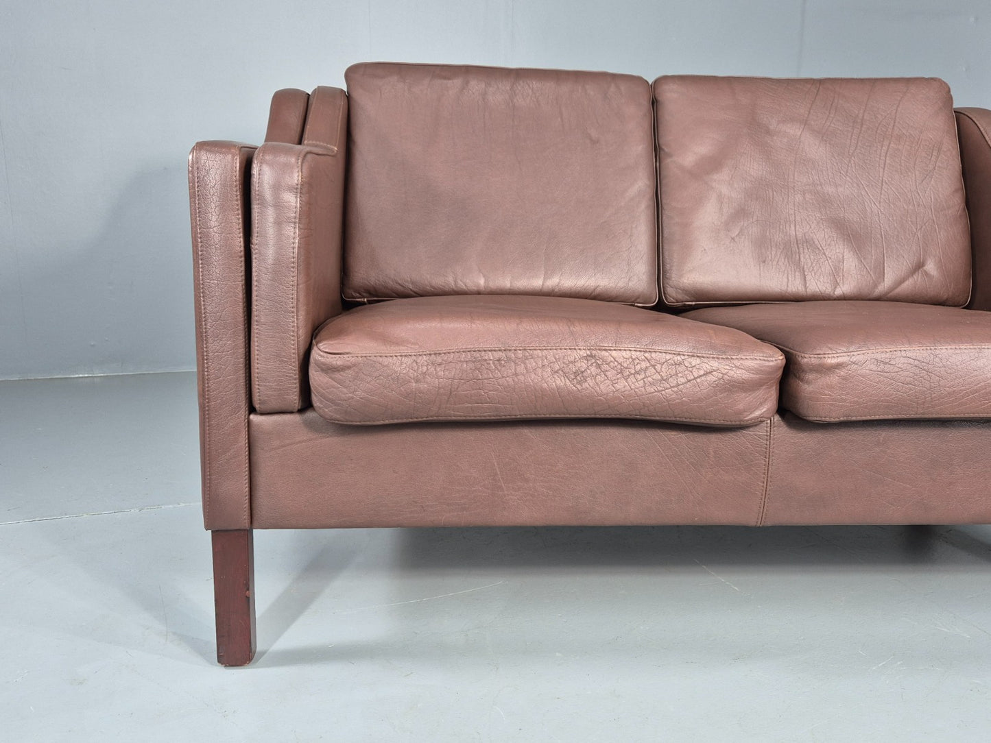 Vintage 2 Seater Sofa Danish Brown Leather Mid Century Retro 1970s EB9304 M2SS2