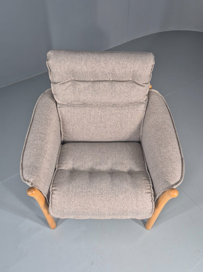 Vintage Lounge Chair Mid Century Danish Beech Frame New Upholstery EB11314 MNOR3