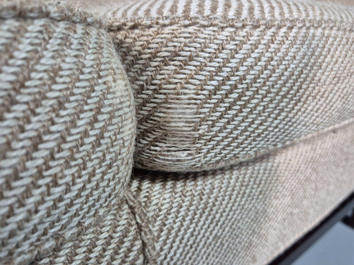 Vintage Danish 3 Seat Sofa Beige Wool Legged Frame 1980s Retro MCM EB7792 M3SS - UKDK FURNITURE