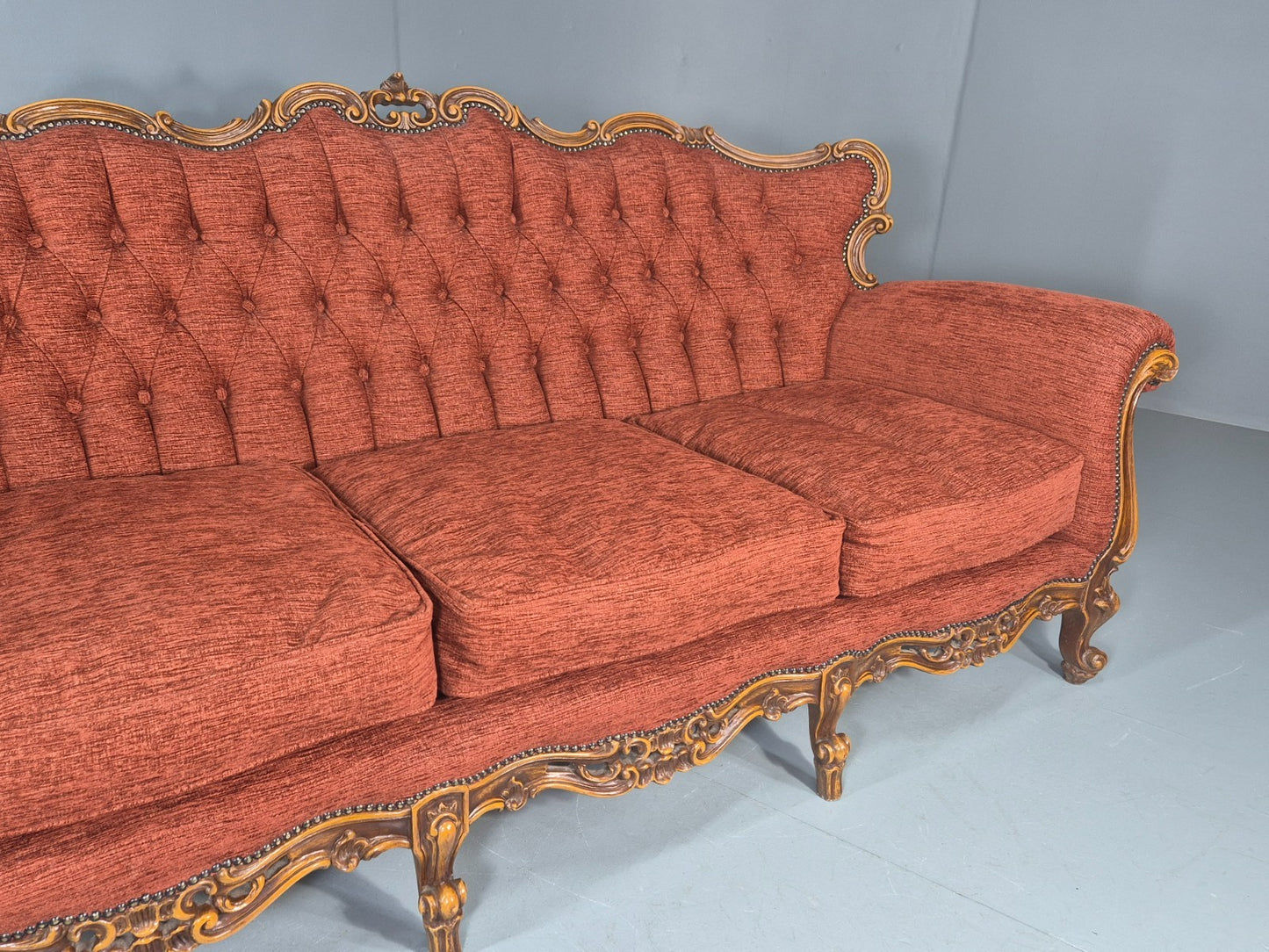 Vintage French Rococo Style Sofa 1970s Reproduction Quality  EB11661 V3SS3
