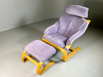 Danish Cantilever Lounge Chair Bentwood Purple Footstool Vintage  EB5768 MBEN13