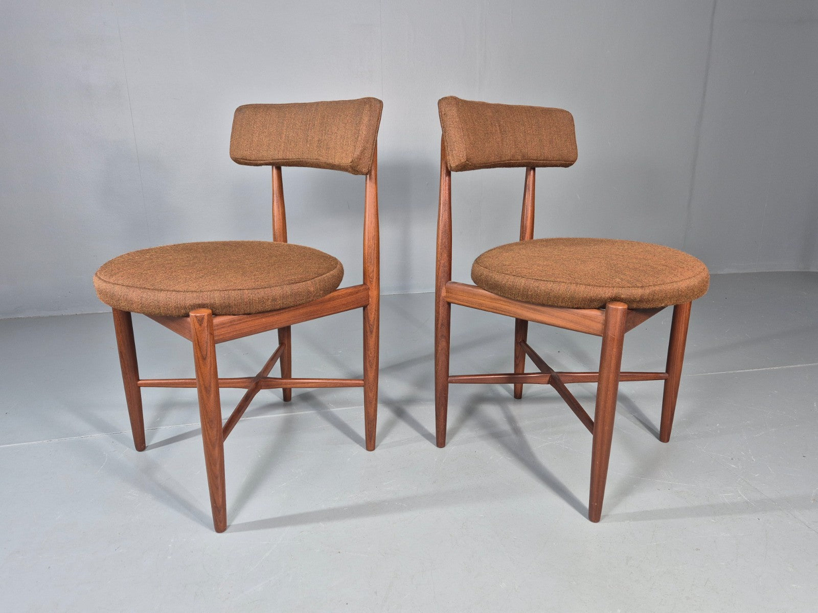 6 G Plan Round Seat Dining Chairs 1970s Retro MCM Original Fabric EB11613 MDIN7