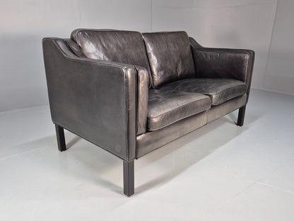 Vintage Stouby Eva Two Seater Sofa Black Leather Mogensen 1980 EB10111 M2SS10