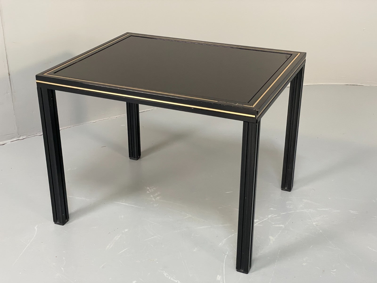 Vintage 1970s Nesting Tables Pierre Vandel Black Gold Glass 1970s EB11804 MWOO12