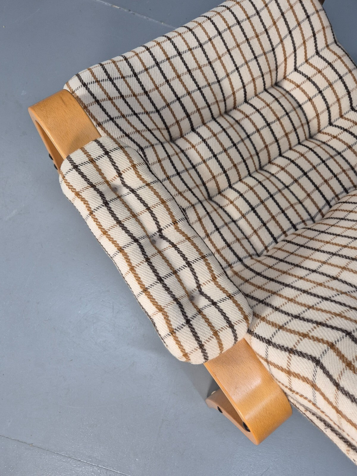 Vintage Danish Bentwood Lounge Chair Cream Wool Upholstery 1980s MCM EB9246 MBEN - UKDK FURNITURE
