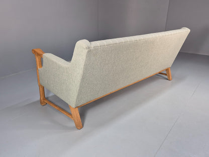 Vintage Danish Kjaernulf Style 3 Seat Sofa Oak Frame 1970s Retro EB9643 M3SS - UKDK FURNITURE