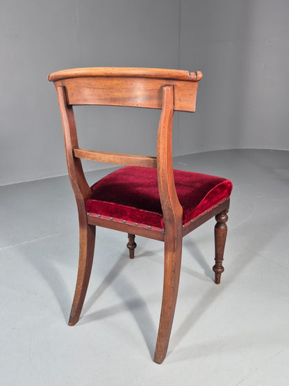 Antique William IV Mahogany Dining Chair Red Velvet Upholstery 1830 EB11224 VDIN6