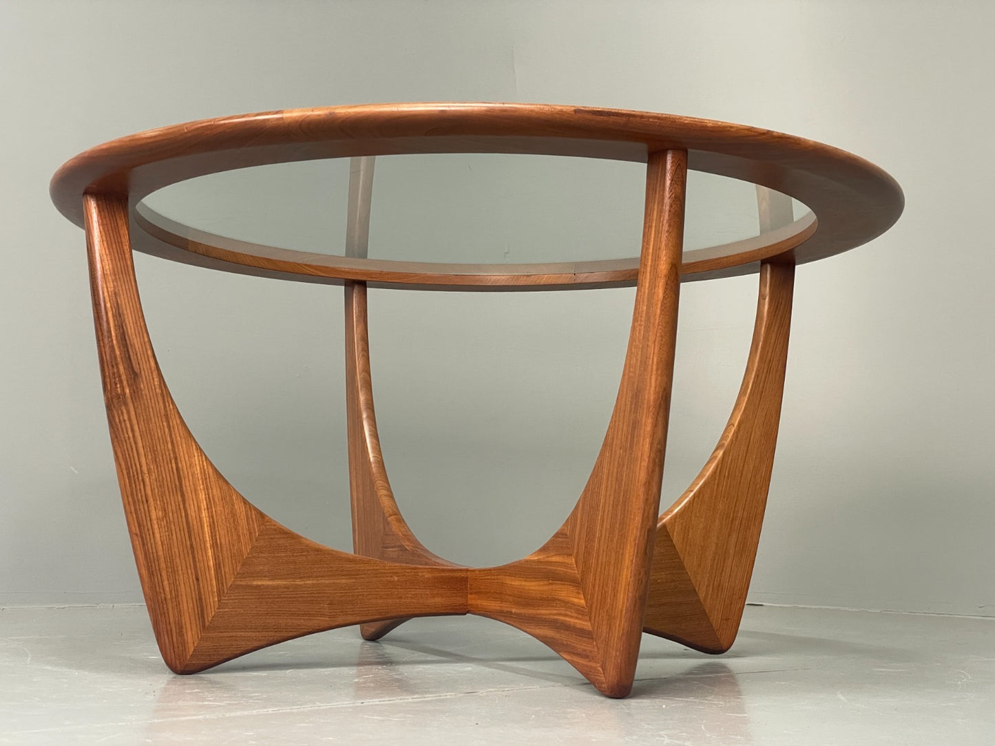 G Plan Astro Coffee Table Round Teak 1960s Mid Century Vintage Glass Top EB116921