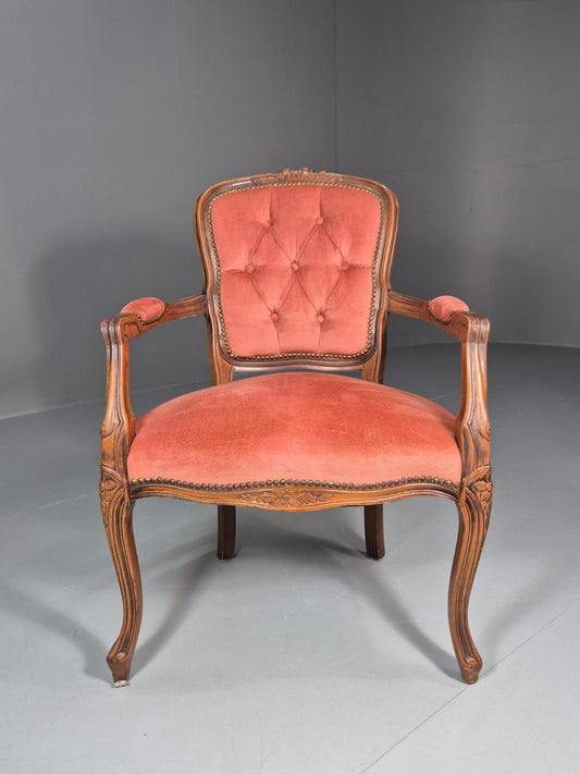 Vintage Rococo Lounge Chair Danish 1970s Reproduction Salmon Pink EB10773 VCLO1