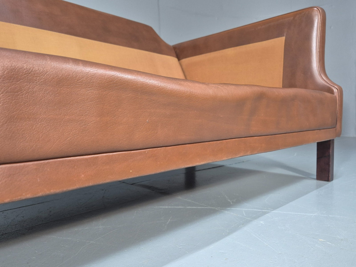 Mid Century Two Seater Leather Sofa Danish 1970s Retro Vintage EB10923 M2SS10