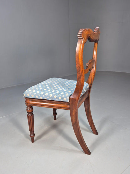 Vintage Dining Chair Blue Cotton Mahogany Victorian Antique EB8689 VDIN - UKDK FURNITURE