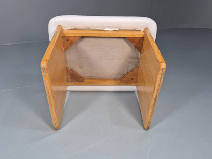 Vintage Stag Furniture Stool White Vinyl and Oak 1970s Retro EB9749 MFOO - UKDK FURNITURE