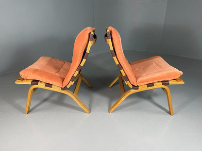2 Vintage Danish Lounge Chairs Salmon Bentwood Farstrup Retro MCM EB6636 MNOR - UKDK FURNITURE