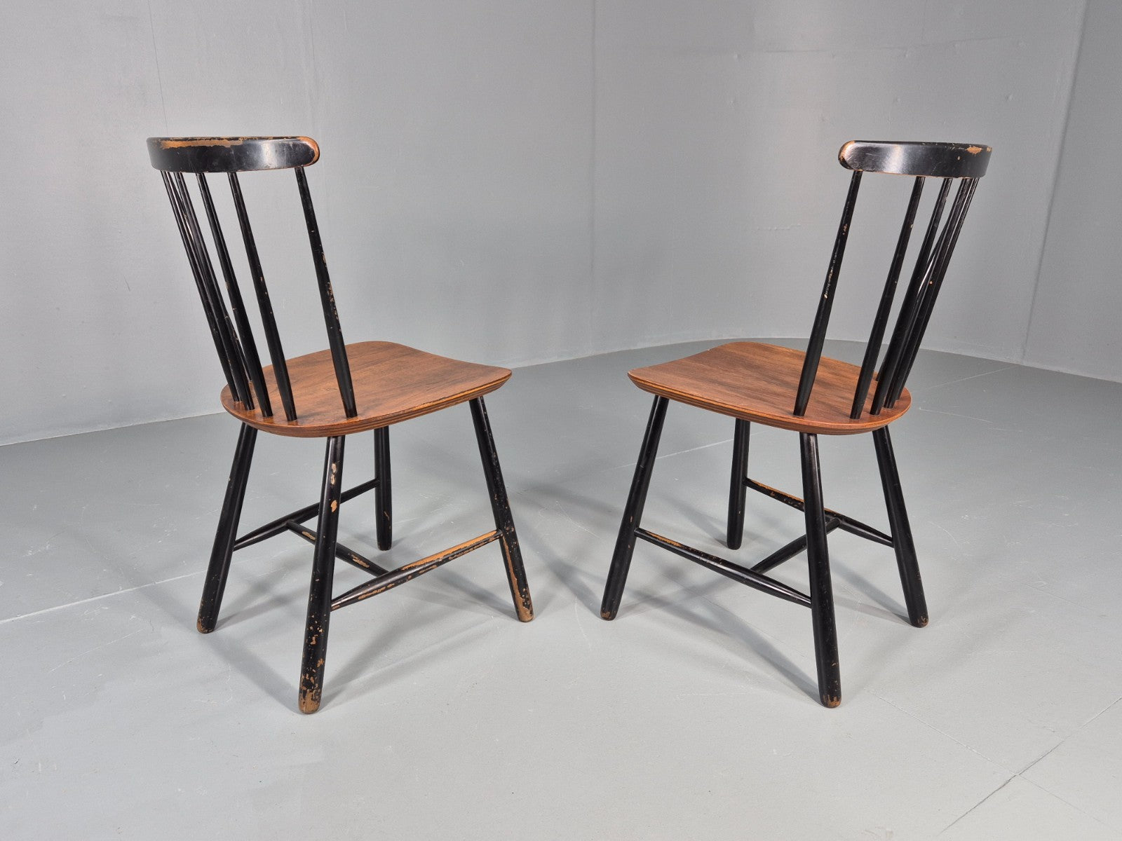 2 Vintage Midcentury Teak dining Chairs Fannet by Ilmari Tapiovaara EB11813 MDIN9
