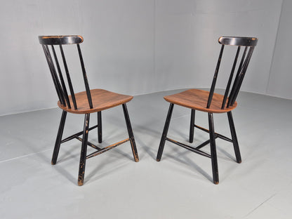 2 Vintage Midcentury Teak dining Chairs Fannet by Ilmari Tapiovaara EB11813 MDIN9