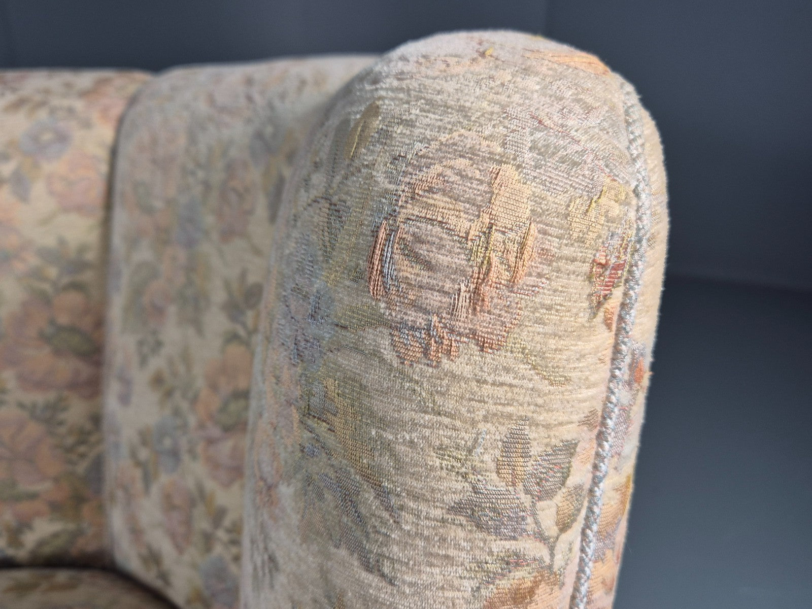 Vintage Two Seater Danish Curved Banana Sofa 1930s Art Deco Floral EB10795 V2SS6