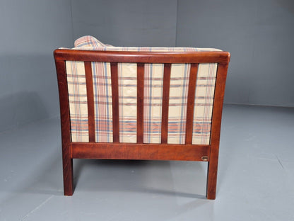 Vintage Danish 2 Seat Sofa Tartan Cotton Wood Frame Stouby 1980s MCM EB8598 M2SS - UKDK FURNITURE