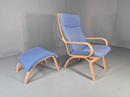 Retro Bentwood Lounge Chair and Footstool Vintage Danish 1980s MCM  EB11382 MBEN4