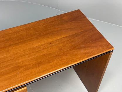 Vintage 1980s Cherry Desk Three Drawers Ball Feet Post Modern EB11058 MWOO6