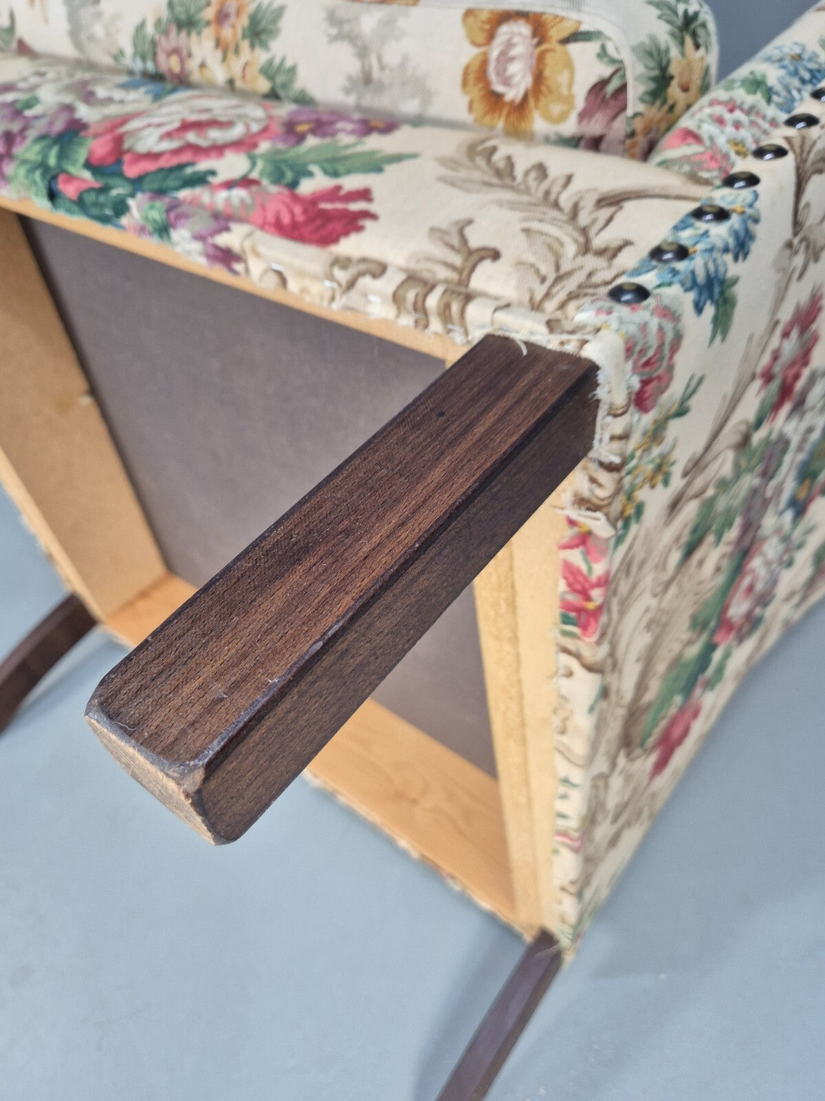 Vintage Danish Lounge Chair Floral Cotton Upholstery 1970s Retro EB07869 MNOR - UKDK FURNITURE