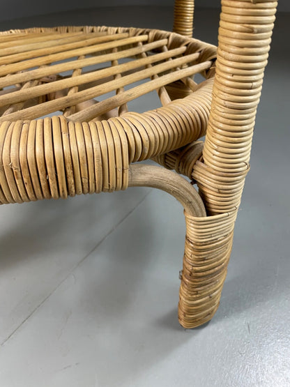 EB5299 Wicker 2 tier Circular Side/ Lamp Table, Retro, Vintage VWOO - UKDK FURNITURE